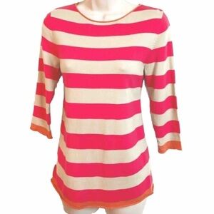GAP maternity pullover knit cashmere striped scoop crew neck 3/4 sleeve …